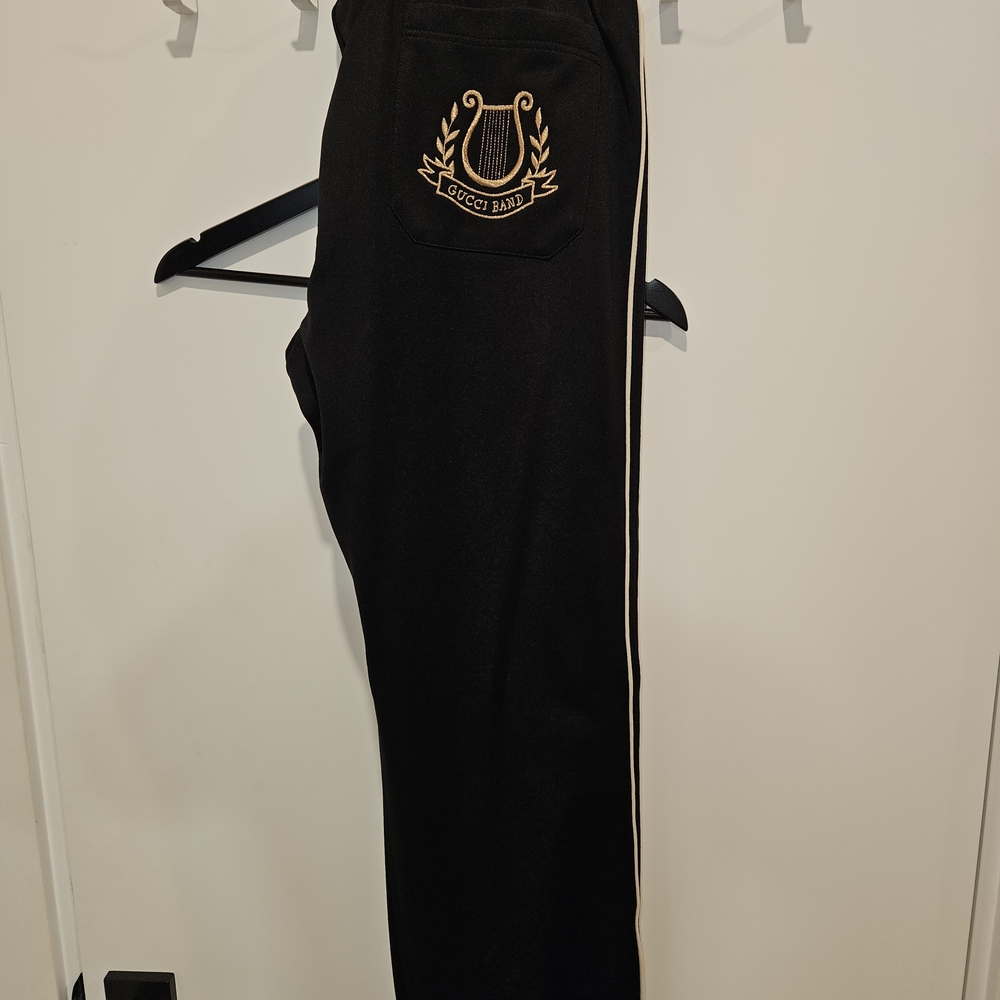 Gucci Black Track Pants with Tan Logo